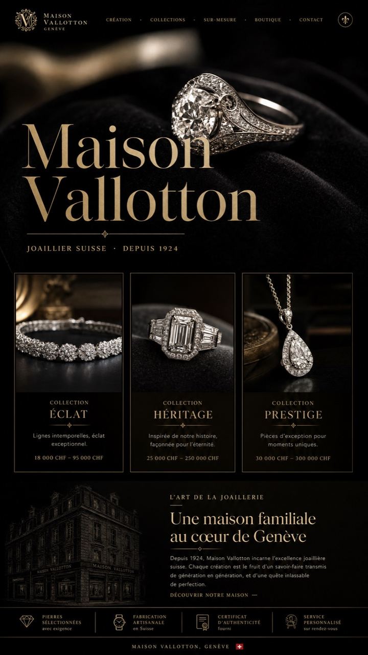 Concept site joaillerie Maison Vallotton Genève