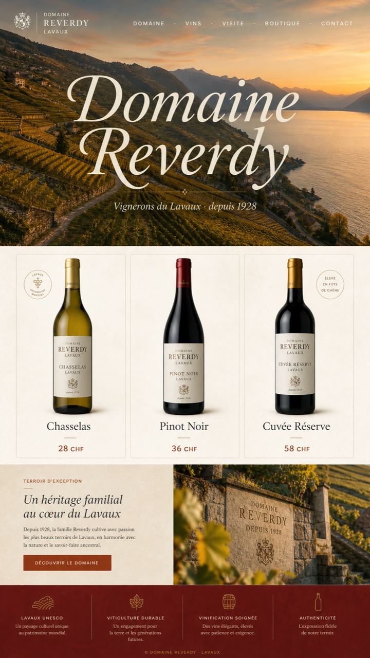 Concept site Domaine Reverdy vignerons Lavaux