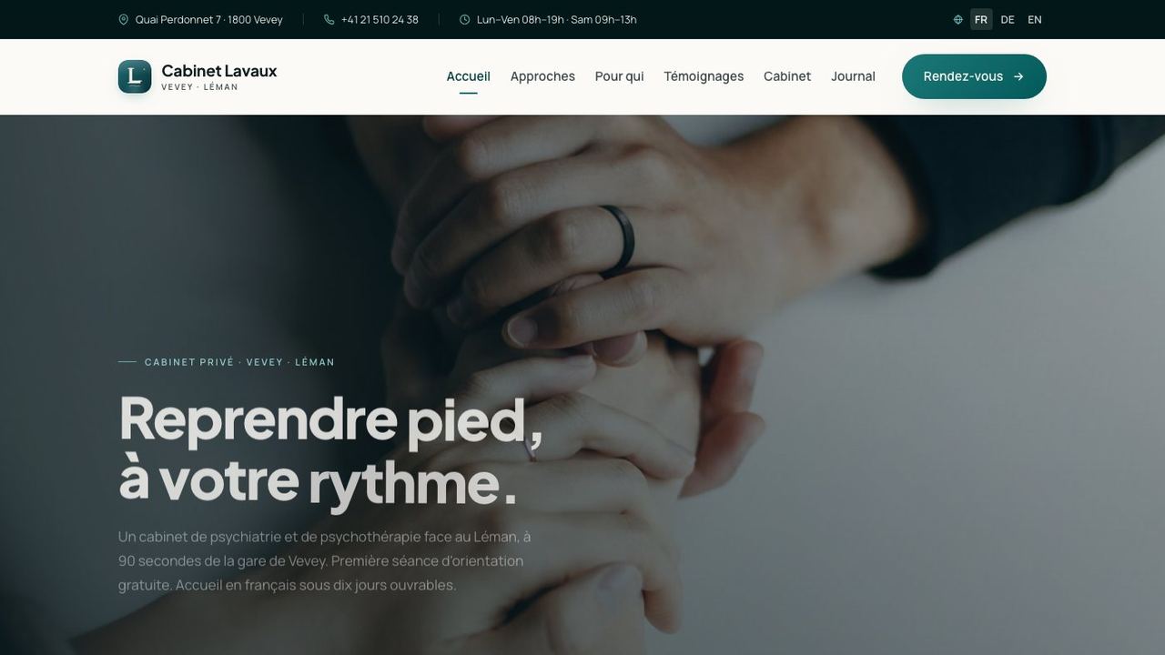 Site démo Cabinet Lavaux · psychiatrie et psychothérapie Vevey